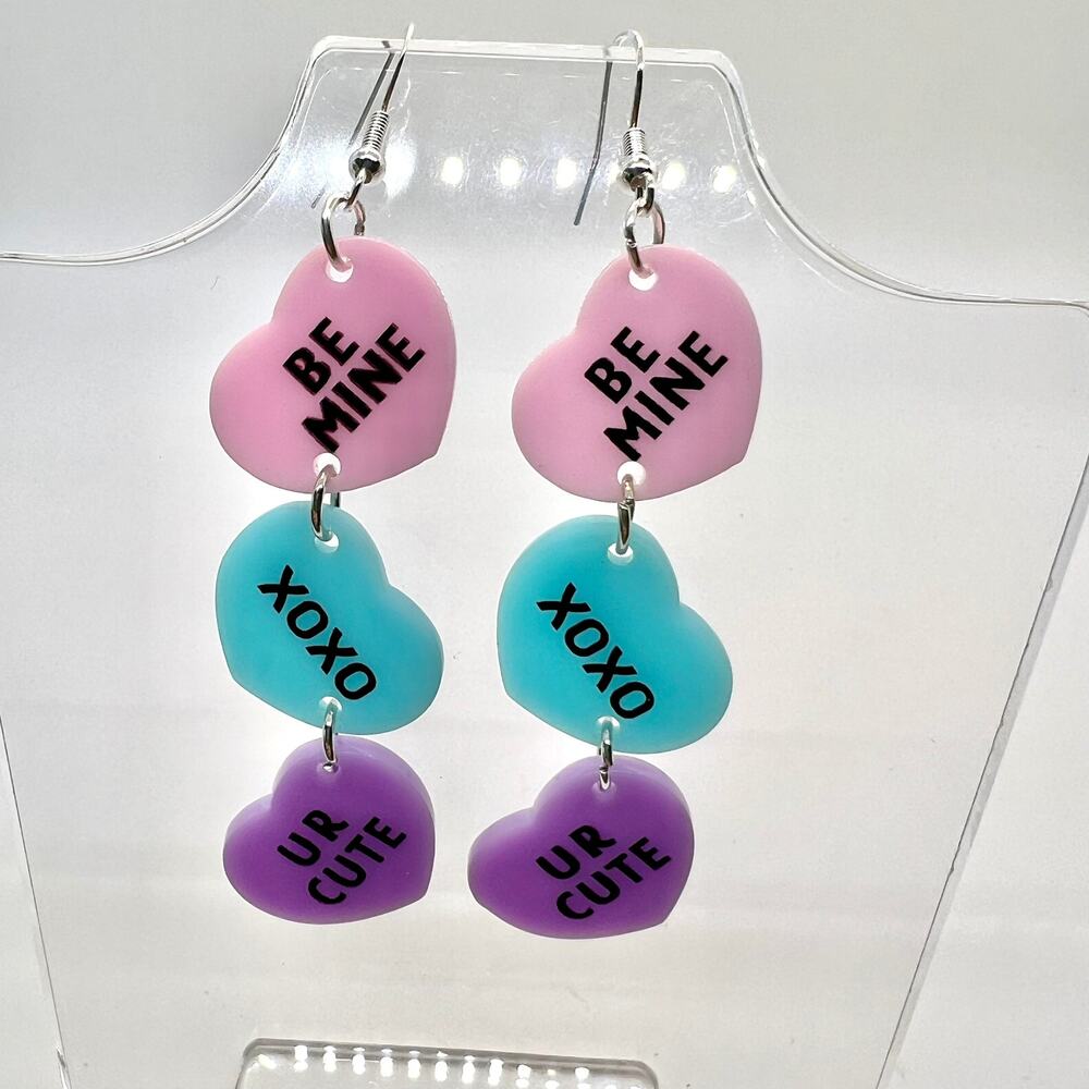 Heart Candy Earrings - Valentines Earrings - Candy Accessories - Love Earrings